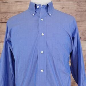 Brooks Brothers Shirt Mens 17-33 Blue Original Polo Traditional Fit Non Iron